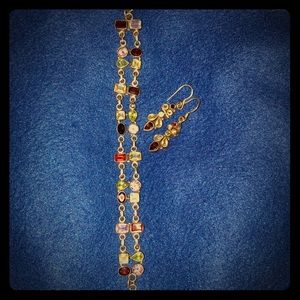 Gemstone Tennis Bracelet & Earrings